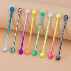 Pendiente Piercing Industrial colorido de acero inoxidable, barra Industrial, joyería para el cuerpo, calibre 14, Color aleatorio, 1/8 Uds.