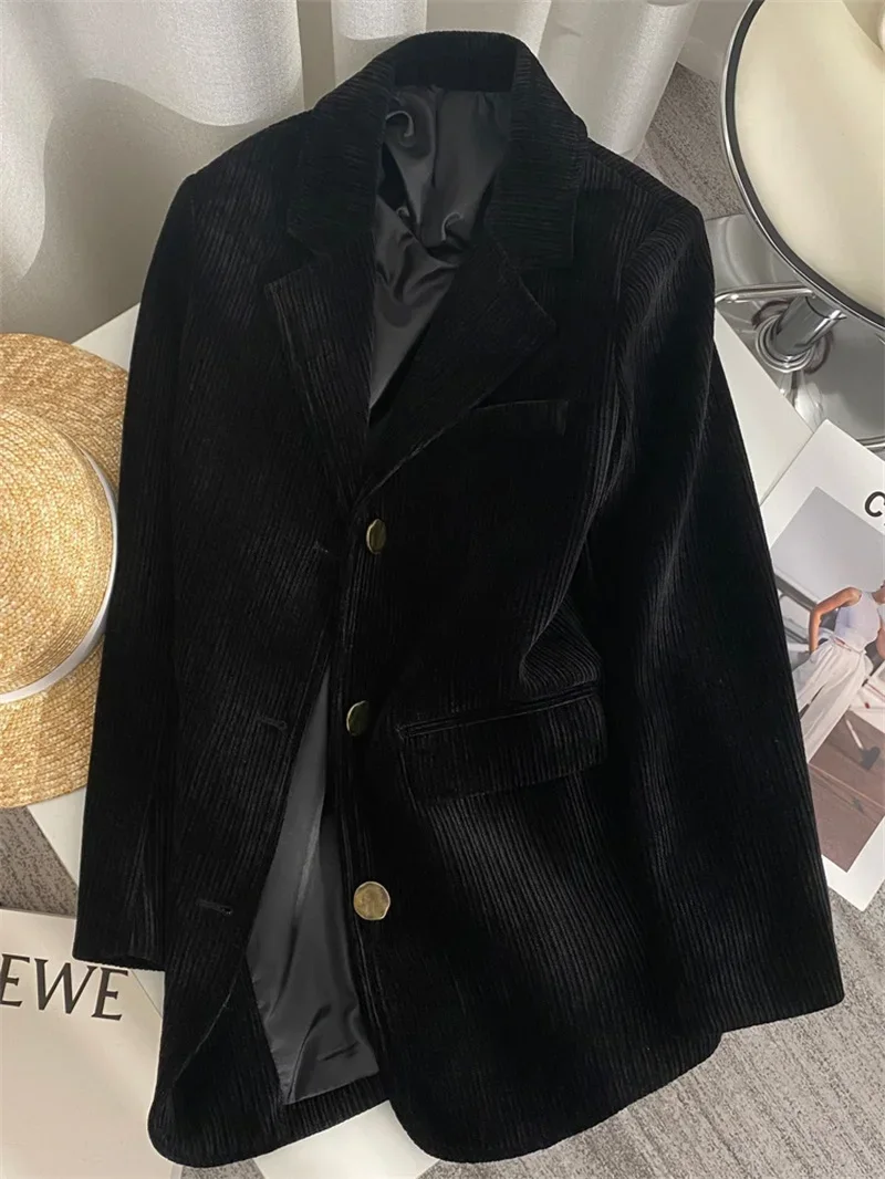 Costume en Velours pour Femme, Blazer Noir, Veste d'Hiver, Automne, Formel, Bureau, Travail, Mode, Manteau, Robe de Bal, 1 Pièce