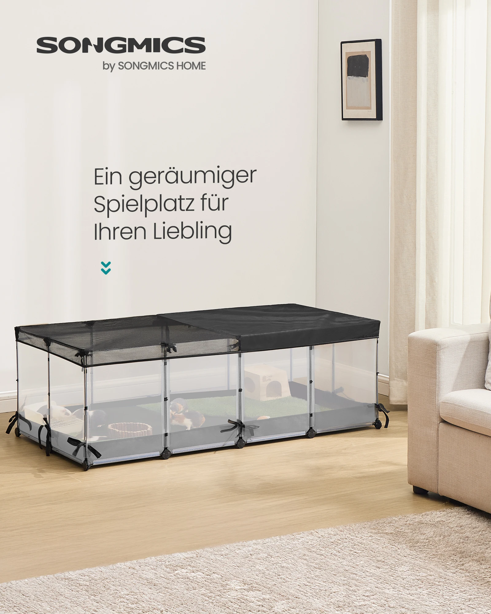 SONGMICS حاوية حيوانات صغيرة من نسيج مقاوم للماء وجيد التهوية أسفل كوخ الأرانب في الأماكن المغلقة قفص خنزير غينيا النمس #1