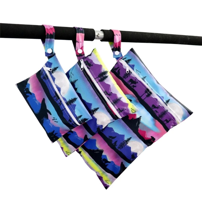 3Pcs Diaper Bag Sanitary Pad Storage Bag Portable Reusable Hanging Wet Bags for Strollers Bedside