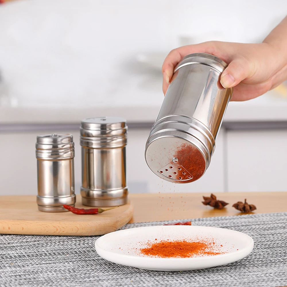 

1Pc Salt Sugar Bottle Rotating Cover Multi-purpose Stainless Steel Kitchen Gadgets Spice Pepper Shaker Spice Jar Seasoning Can