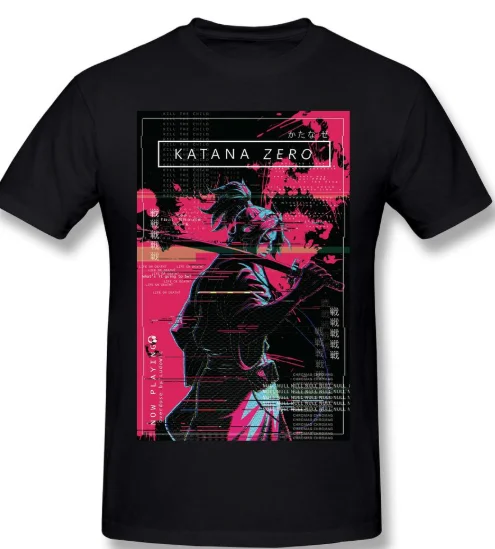 

Футболка с аниме Katana Zero унисекс, негабаритный горячий продукт, высококачественная уличная одежда, мягкая уличная одежда, модный хлопок Y2k с короткими рукавами