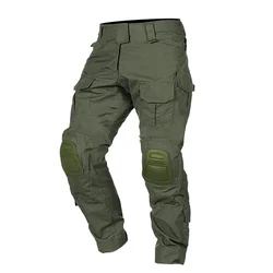 Men Combat Pants +Pads Airsoft Tactical Pant Cargo Trousers Wear Resistant Camo Hunting Clothes Waterproof