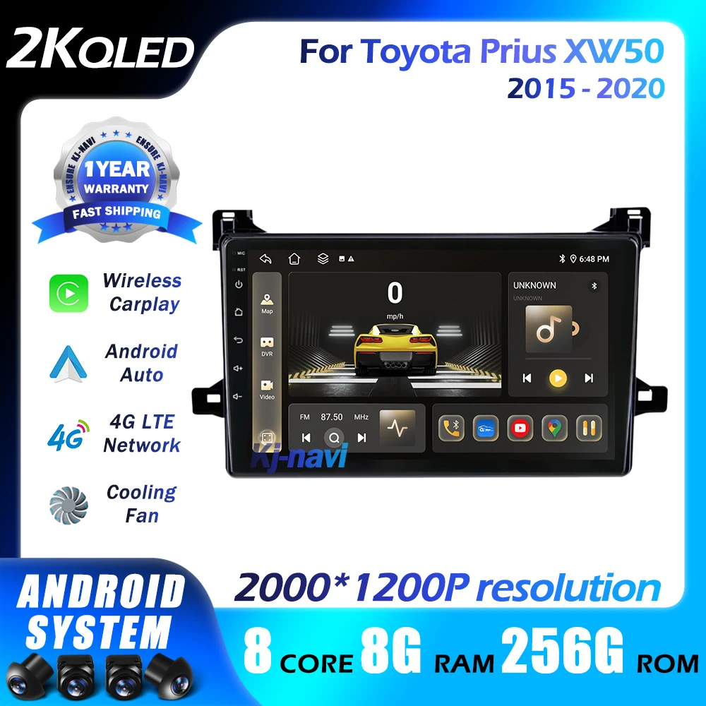 

Android 14 для Toyota Prius XW50 2015 - 2020 Carplay Автомагнитола мультимедийный видеоплеер GPS 4G BT WiFi головное устройство