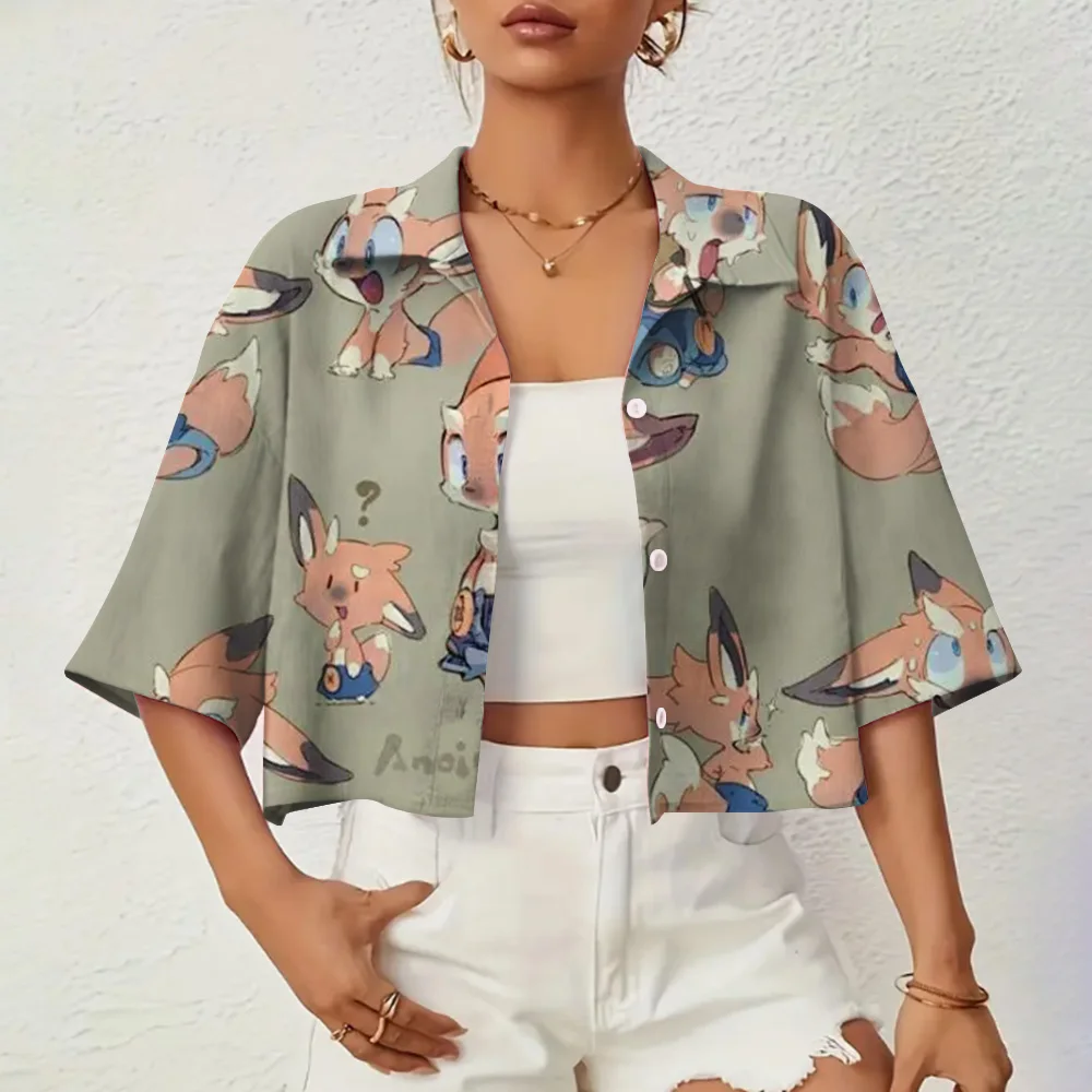 The New 3D Printing Process Elegant Lapel Short Shirt Simple Fashion Print Summer Half-sleeve Shirt Loose And Comfortable