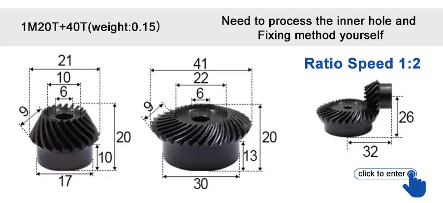 45 # Stahl-Spiralkegelradgetriebe, 2M, 15T bis 60T, Modul 1:4, 90 Grad Differentialgetriebe, gleicher Übersetzungsverhältnis, Durchmesser 8mm bis 12mm, Loch – Detail 26