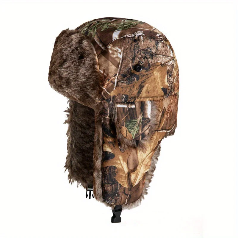 

Camouflage Aviation Hat With Ear Flaps Warm Winter Cap For Outdoor Skiing Snowboarding Hiking And Cold Weather Sports