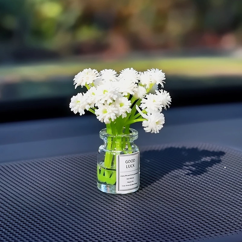 Ins Style Car Decoration Ornament Mini Gypsophila Auto Center Console Decoration Gadgets For Woman Gift Car Interior Accessories