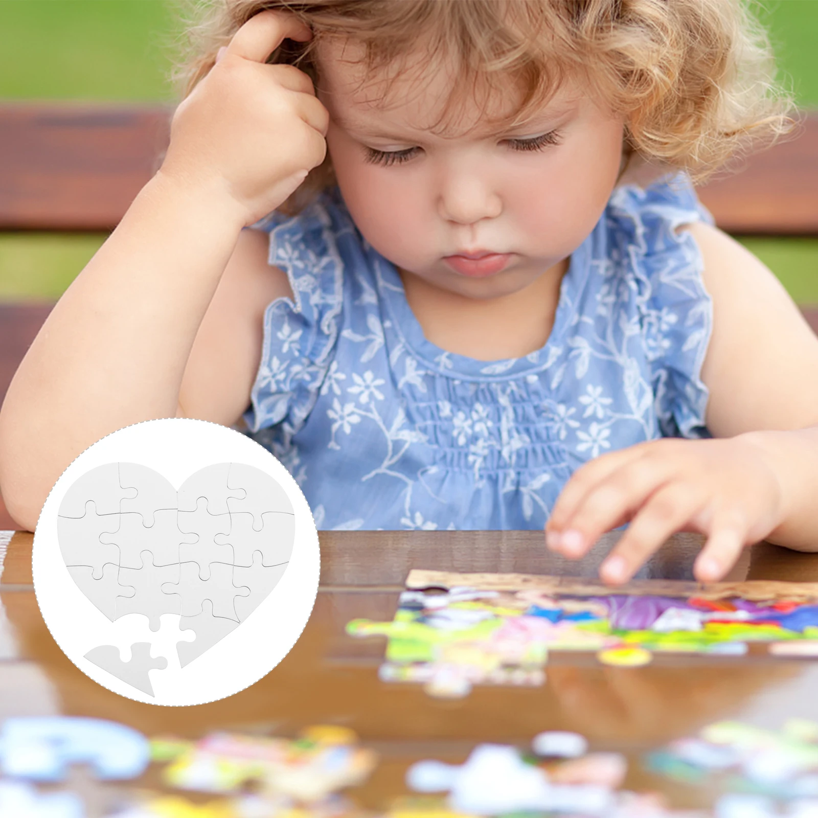 

4 Sets Heart-Shaped Coloring Blank Jigsaw Kids Educational DIY Puzzles Easy Assemble Creative Learning Toddlers Children