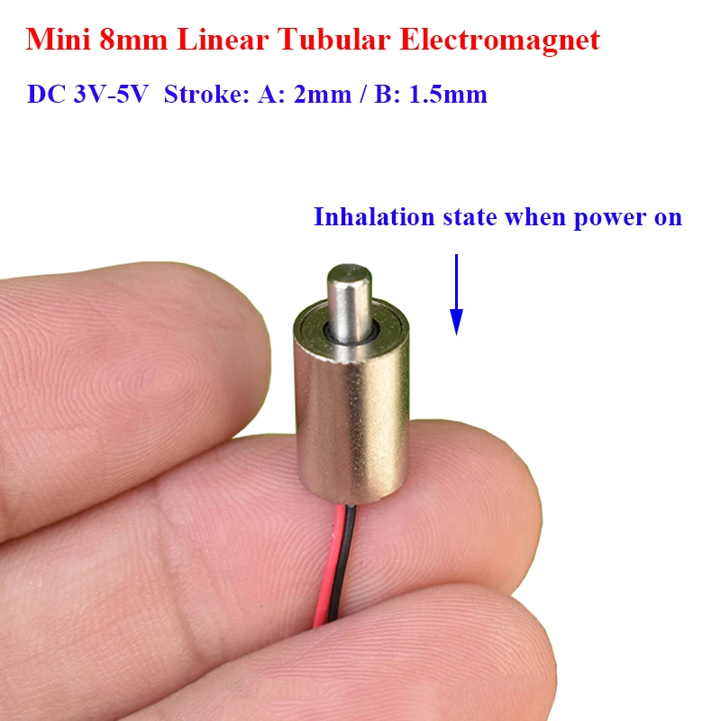 DC 3V 3.7V 5V Mini Tiny 8MM Cylindrical Suction Type Push-Pull Linear Solenoid Electromagnet Cylinder DIY Fingerprint Lock