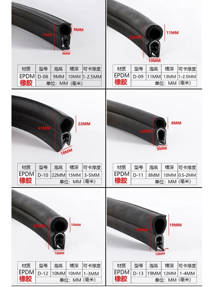 U자형 사이드 폼 고무 도장 스트립, 전기 제어 캐비닛, 전기 박스 캐비닛, 자동차 도어용 방진 방수, 1m