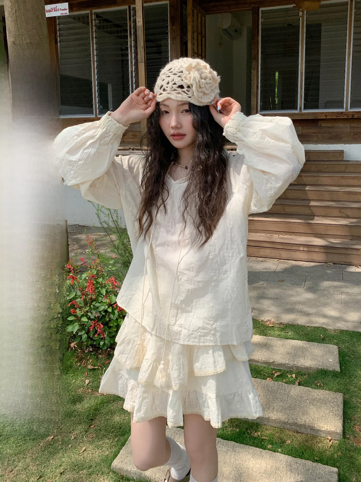 

Women's Summer Thin Shirt Skirt Set 2026 New Style Half Body High Waist Romantic Style Casual Wear Adult Fashion Set