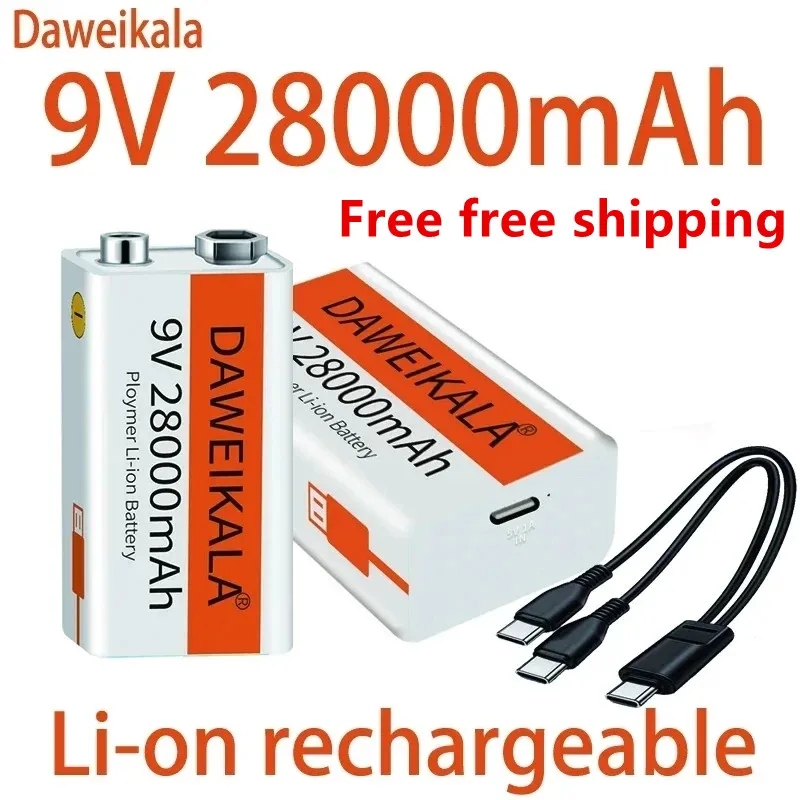 2023 9 V 28000mAh Li-Ionen-Akku Micro-USB-Akkus 9 V Lithium für Multimeter-Mikrofon Spielzeug Fernbedienung ktv verwenden