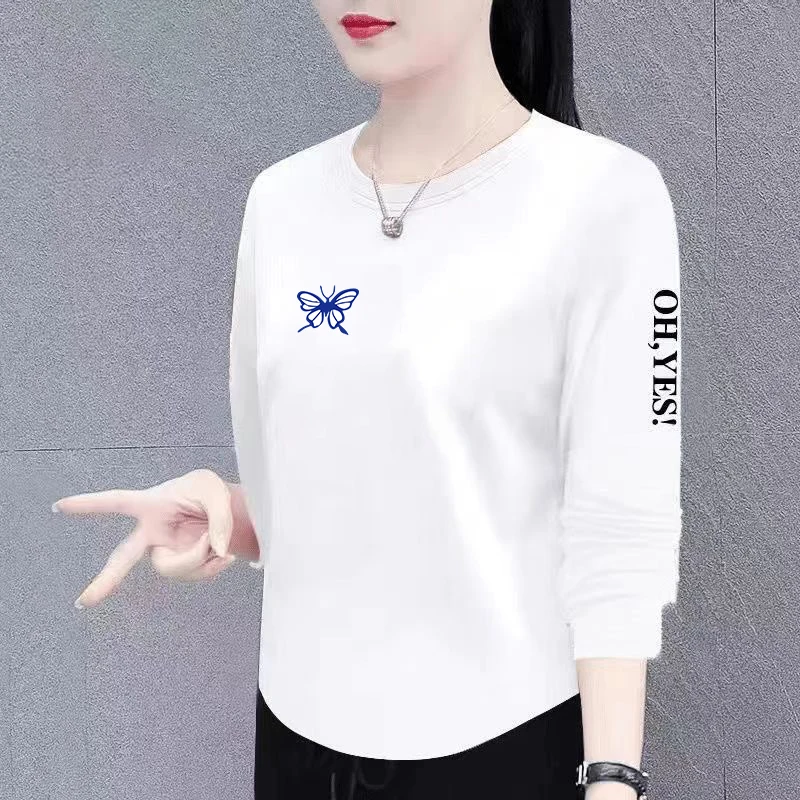 Loose Long Sleeve Printed Sweatshirt Short T-Shirt for Women Middle-Aged And Elderly Mom's Fashion plus Size Base Layer Small...