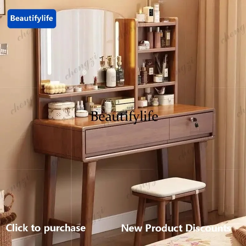C45  Extension Retro Drawers Vanity Desk Stool Shelves Mid Century Adult Cabinet Vanity Mirror Tall Wood Tocador Maquillaje