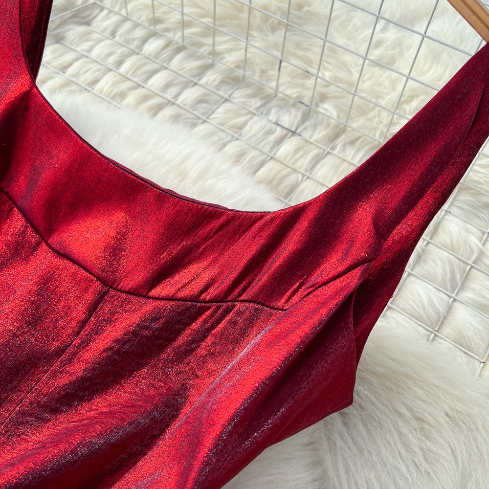 Chic vintage Sexy sleeveless Ruched Fairy Vacation Long dress Women Boho Sundress ceremony dresses