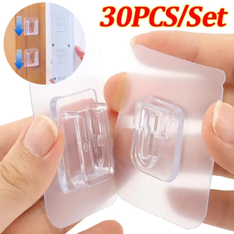 Double-Sided Adhesive Wall Hooks Strong Transparent Suction Cup Hooks Kitchen Bathroom Storage Hook Multipurpose Plug Holders