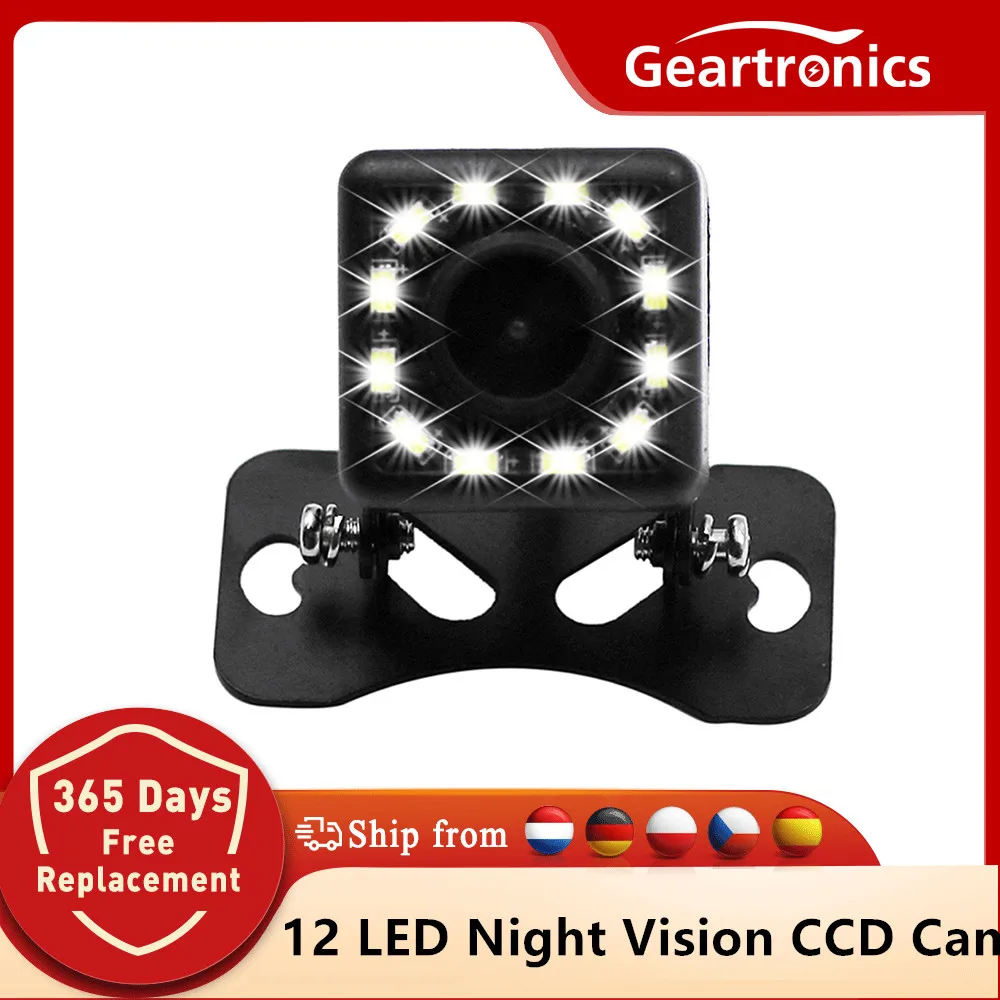 Car Rear View Camera IP66 Waterproof 170 Degree Lens 12 LED Night Vision CCD Vehicle Parking Reverse Backup Camera 12V