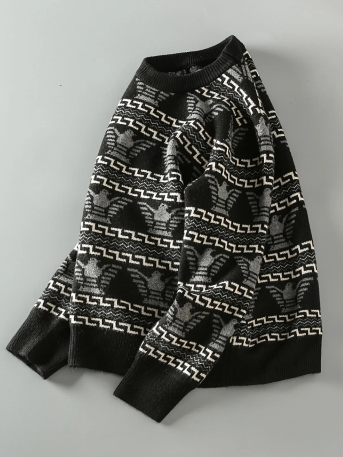 

Winter New Sle Japanese Retro Color Blo Knit Sweater Casual Loose Fit Men's Faion Youthful Tassel round Ne Long Sve