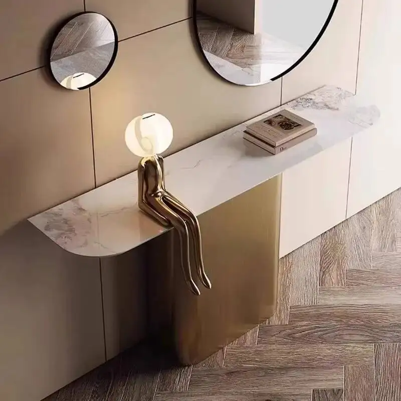 طاولة وحدة التحكم المعدنية العتيقة منتصف القرن الحديثة المدخل اللوبي طاولة وحدة التحكم الرخام الشمال تافولو دا سالوتو أثاث غرفة المعيشة