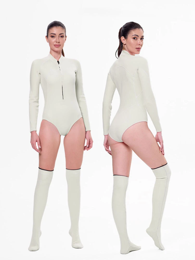

Women's Diving Suit Solid Color Long Sleeved Fashionable Zipper Clothes Comfortable Warm Surfing Suit 2026 New Swimming Suit