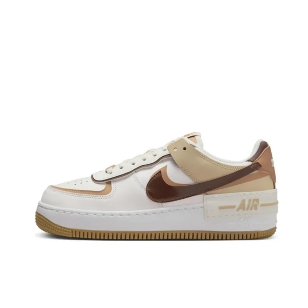 Nike Air Force 1 Shadow Low  Board Shoes Comfort Breathable Casual Shoes Cushioned Lightweight Sneakers Brown&White