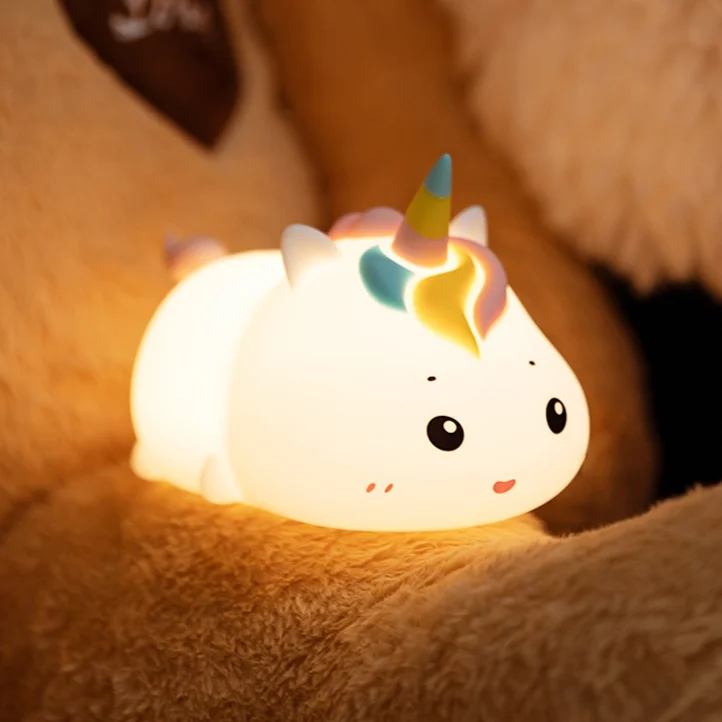 

Cute Unicorn Patting Night Light USB Remote Control Colorful Bedroom Bedhead Wireless Small Desk Lamp Detachable Hanging Light