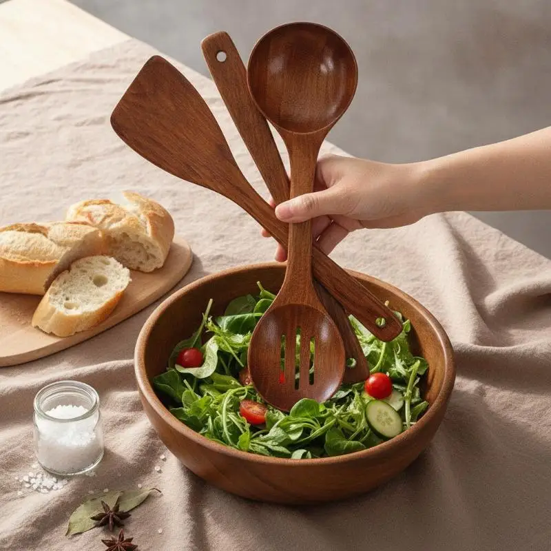 Long Handle Wooden Spatula Special Designed For Non‑stick Pan Household Kitchen Cooking Utensil Daily Use Supplies