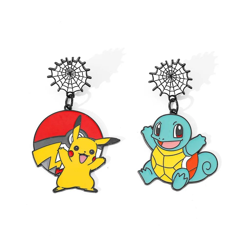 

1 Set Pokemon Kawaii Pikachu Squirtle Spider Web Enamel Pin Collect Cute Anime Metal Cartoon Brooch Backpack Collar Lapel Badges