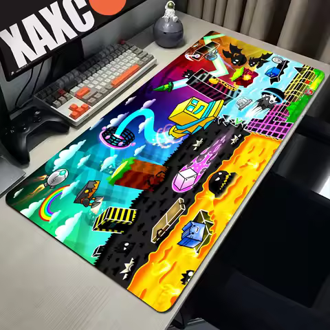 Mouse Pad Geometry Dash Gaming Desk Mat Laptops Anime Carpet Gamer PC Cabinet Large Gamers Accessories Computer CSGO Mousepad