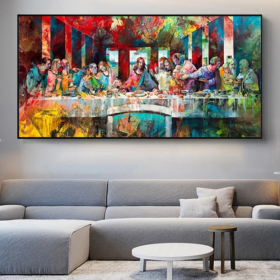 

Last Supper by Da Vinci Painting Canvas, Retro Wall Art Picture, Modern Pop Art, HD Posters for Living Room Decoration Artwork