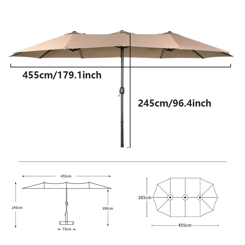 Outdoor Garden Umbrella Commercial Advertising Sunshade Three Headed Middle Pole Parasol for Villa Patio Stall