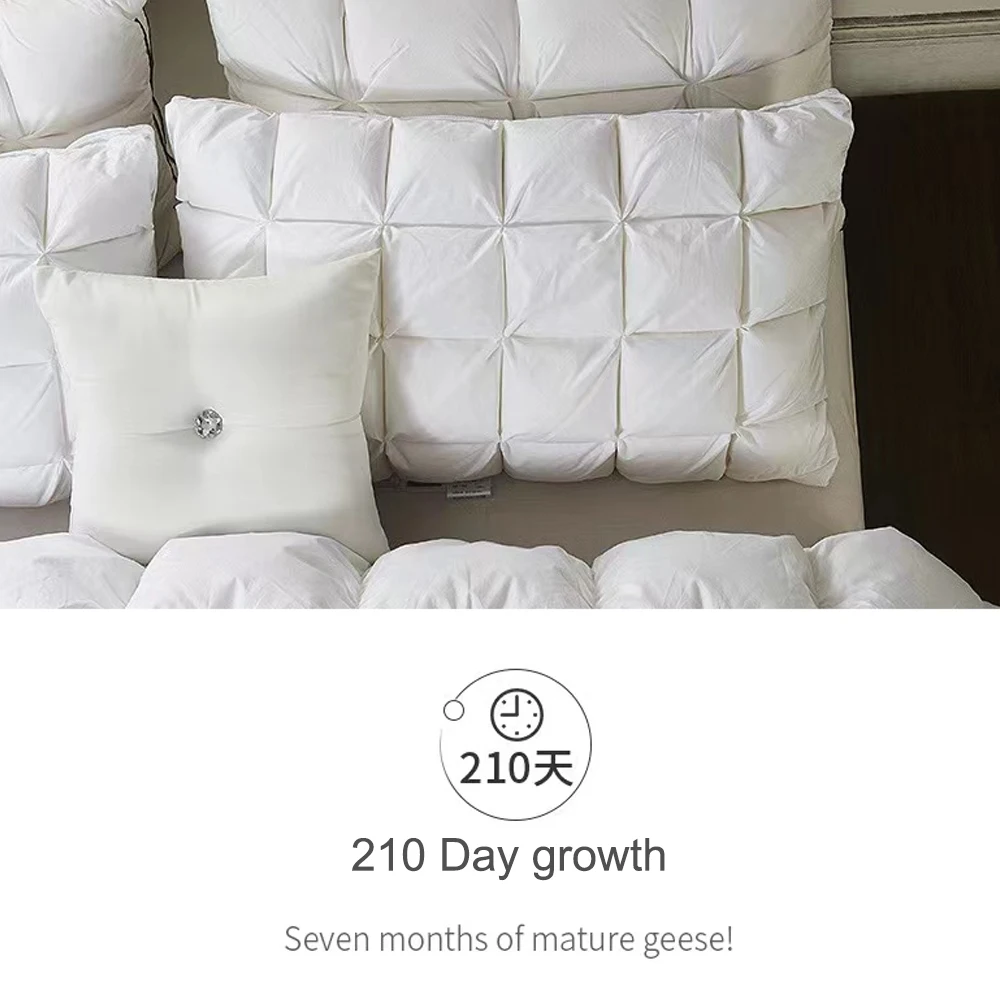 Liv-Esthete  3D Bread White Goose Down Pillow Down-proof Rectangle King Queen Bed Pillows For Sleeping100% Cotton Cover 1PCS