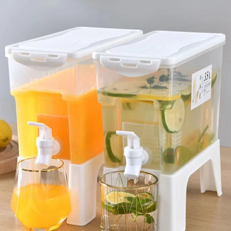 Beverage Dispenser with Spigot, Juice Jug with Tap, Milk Drinkware Container for Parties & Daily Use-A13G
