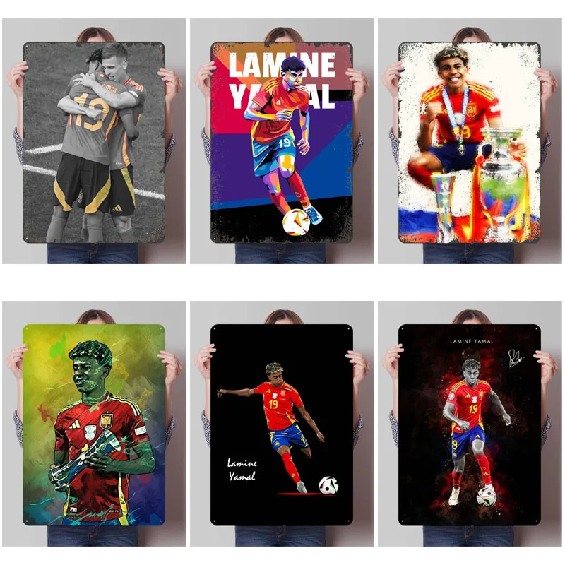 Lamine Yamal Metal Signs Soccer Posters Vintage Home Decor Items Customized Tinplate Sign for Wall Art Decoration Room Decor Men