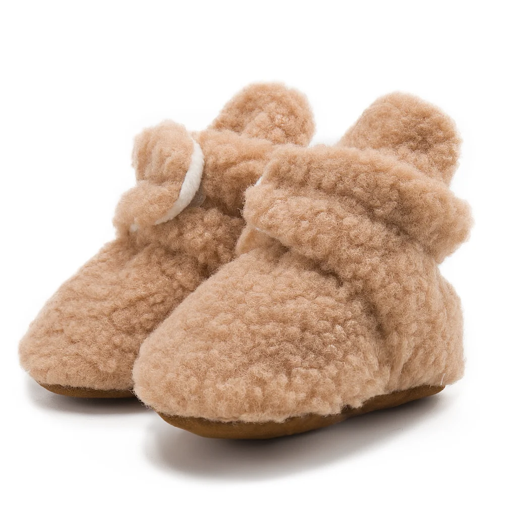 Meckior Baby Socks Winter Baby Boy Girl Booties Fluff Soft Toddler Shoes First Walkers Anti-slip Warm Newborn Infant Shoes