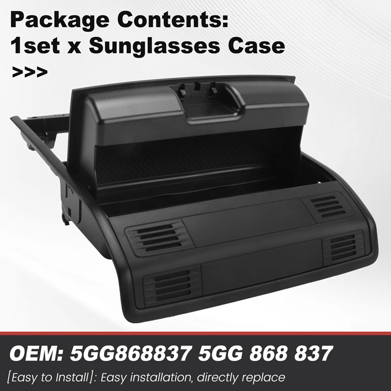 5GG 868 837 Black Roof Storage Sunglasses Box Sun Glass Case Spectacles Holder For VW CC Golf E-Golf 5GG868837