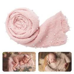 Newborn Photography Prop Baby Wraps with Pearls Soft Stretch Wrap Blanket Little Babe Cloth Accessories Swaddle Photo Accessori