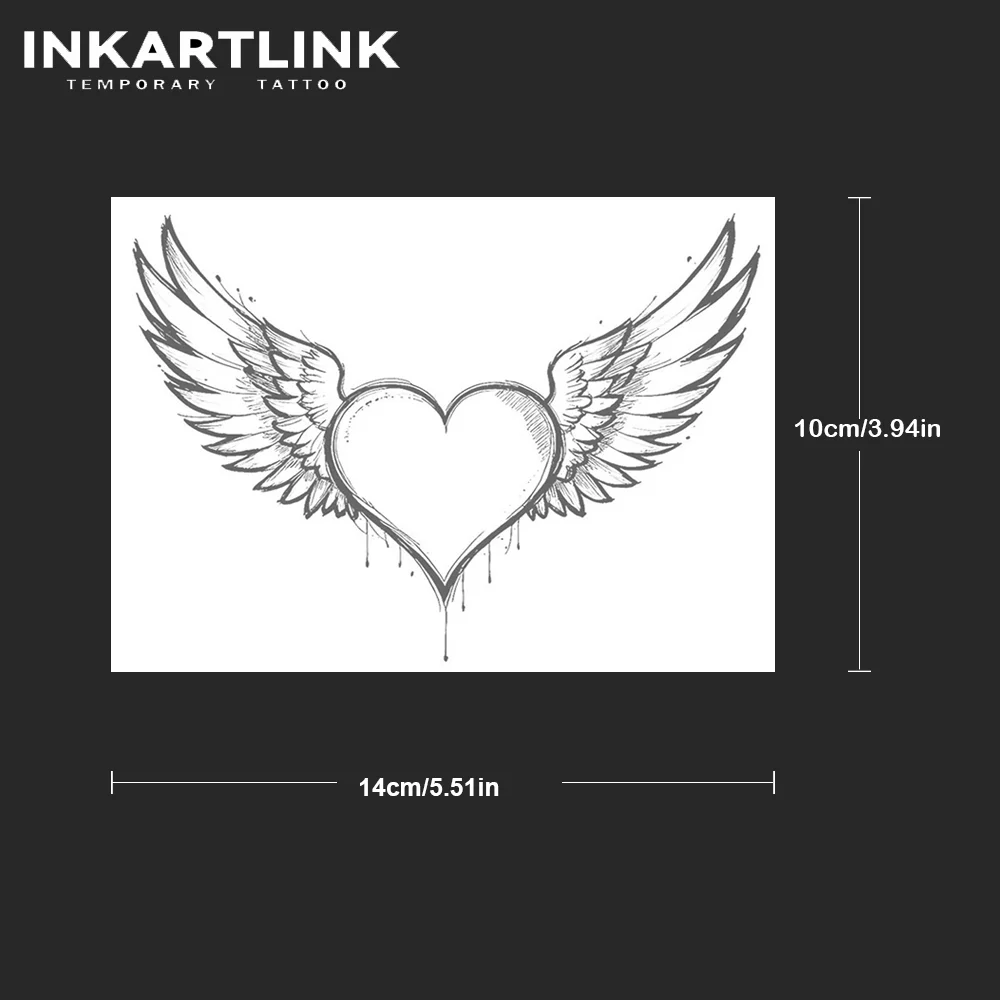 

INKARTLINK реалистичные крылья любовь татуировки наклейки водостойкие временные татуировки цветные держатели на 1-2 недели