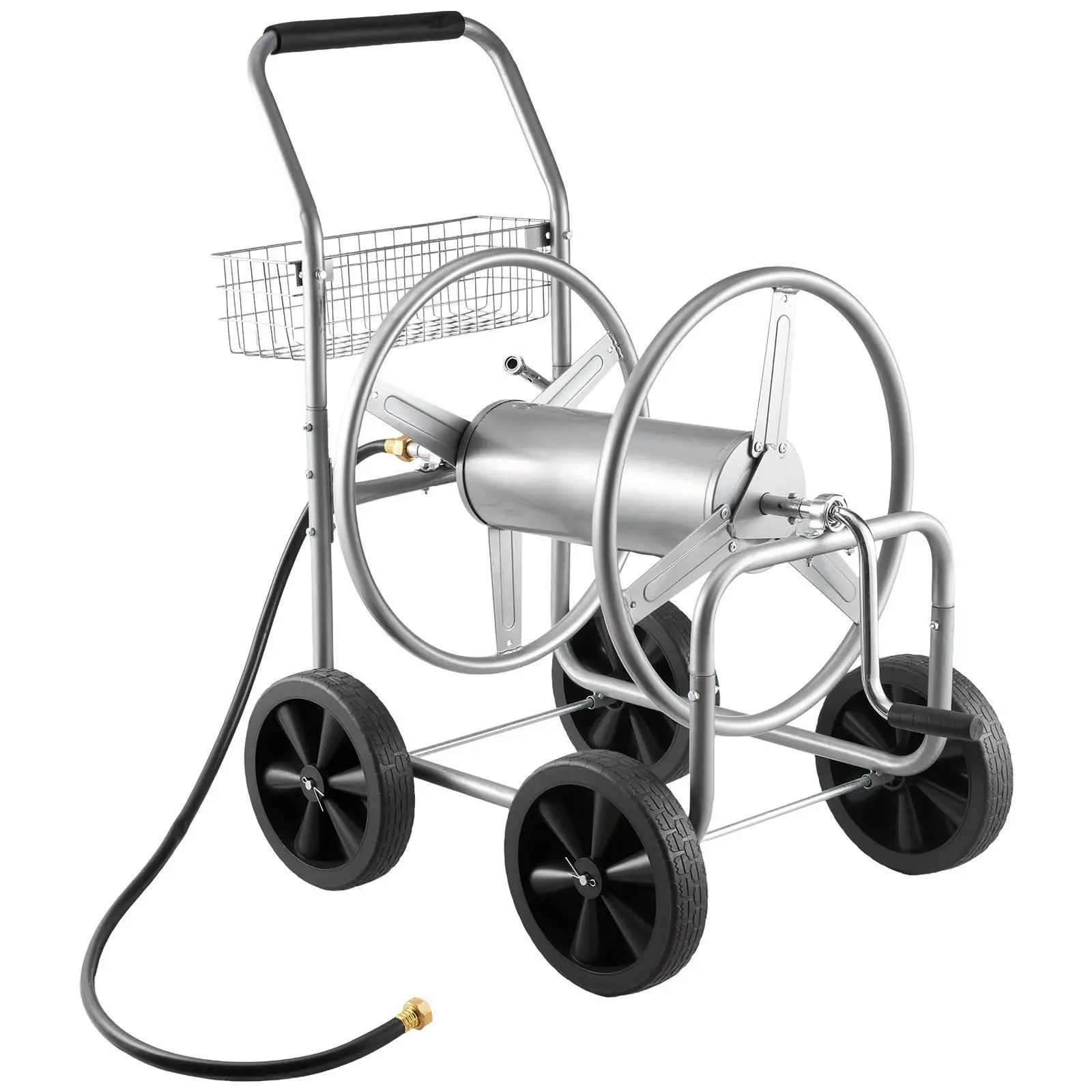 

Garden Hose Reel Cart Powder Coated Steel 250 ft Capacity 4 Wheels for Yard Lawn Planting