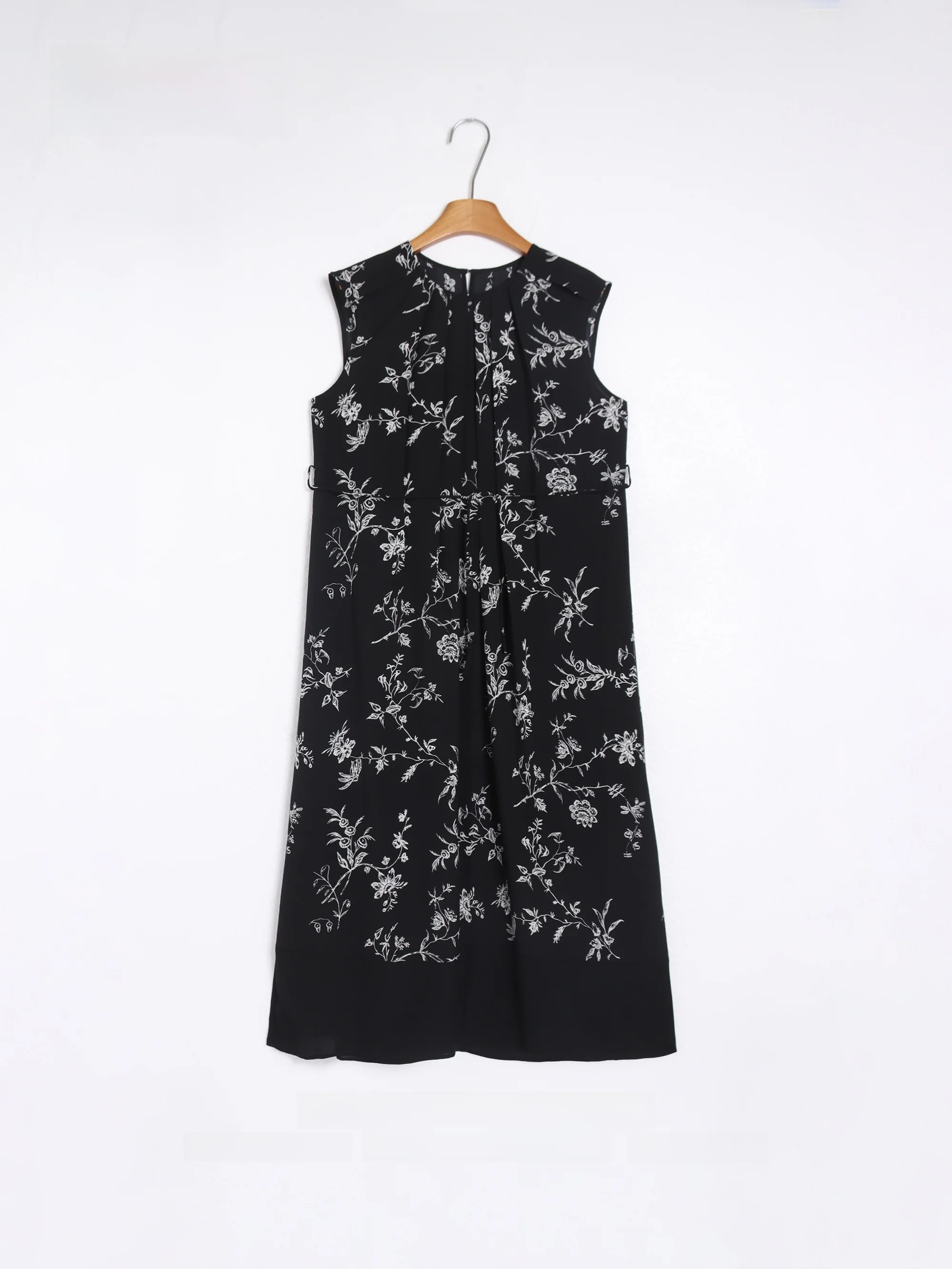 Chaleco Svel con estampado floral de seda Ele Dr Mujer Verano Faion Cintura alta H-ape Midi Dr redondo Ne GZQJ Night Pa...