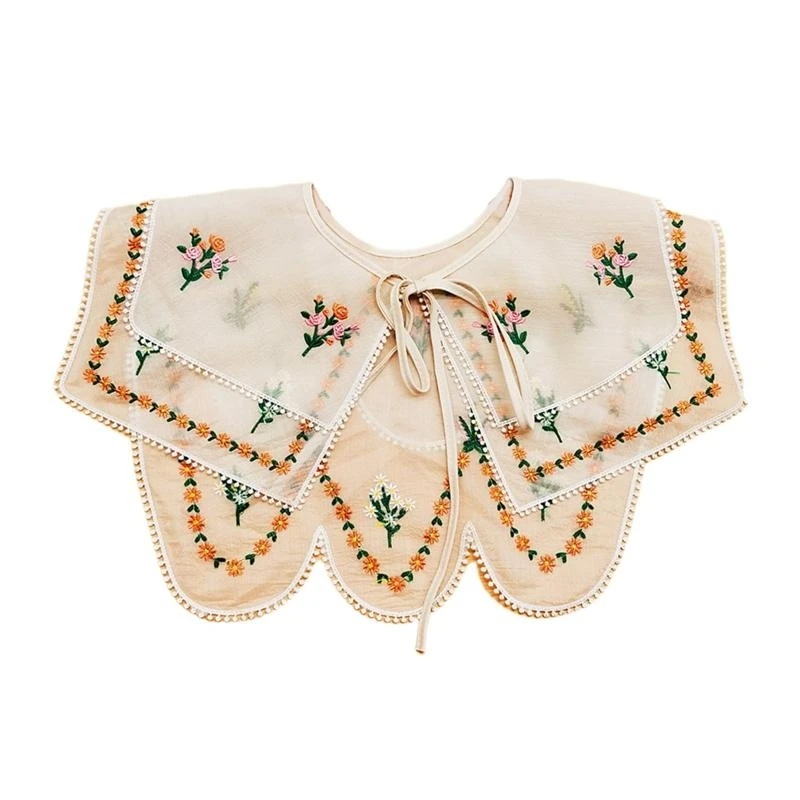 Q5WE False Collar Dickey Collar Detachable Collar Easy To Wear Women Embroidery Collar Venise Neckline