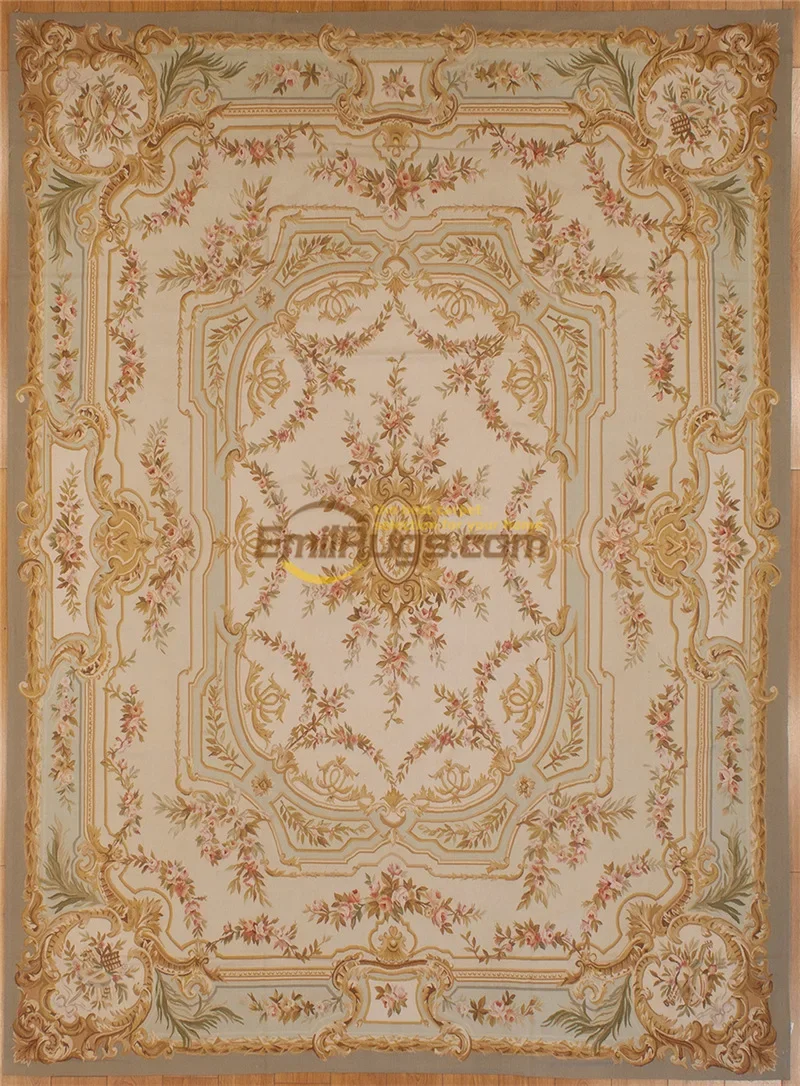 Royal palace rug, hand-woven 100% wool Italian baroque bedroom round rug