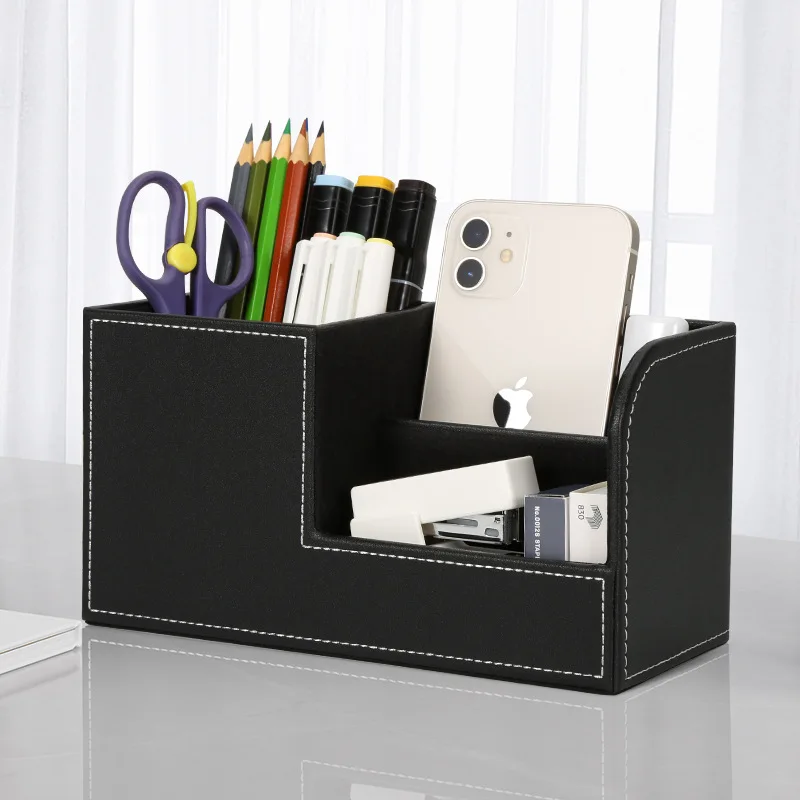 

Premium Leather Pen Holder Set, Multifunctional Desktop Organizer Office Stationery Storage, Luxury Creative Gift for Desk