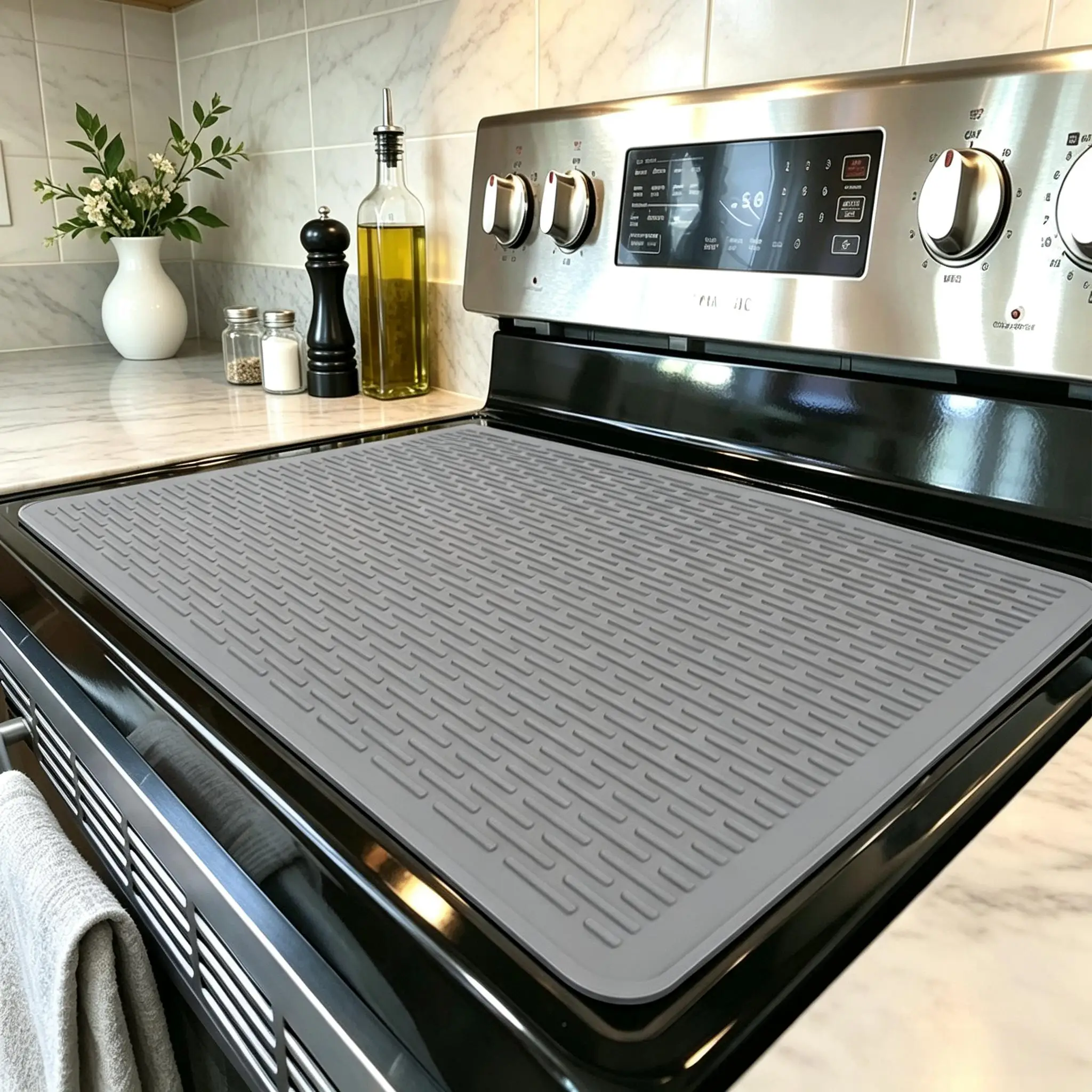 Silicone Induction Cooktop Mat, Heat-Resistant Stove Top Cover Protector, Non-Slip Kitchen Counter Mat for Countertop Protection