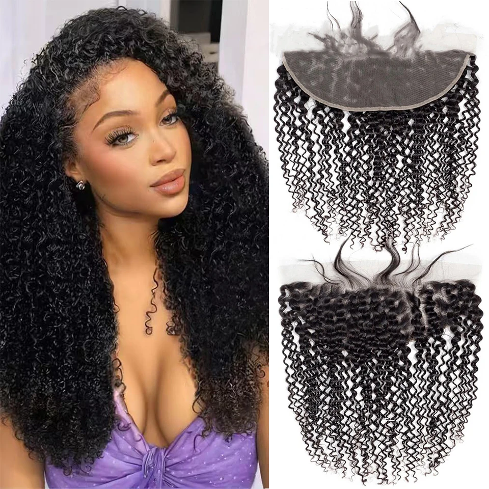 

13x4 Lace Frontal Closure Curly Human Hair Invisible Melt Skin Kinky Curly 4x4 Transparent Lace Closure Raw Virgin Curly Hair
