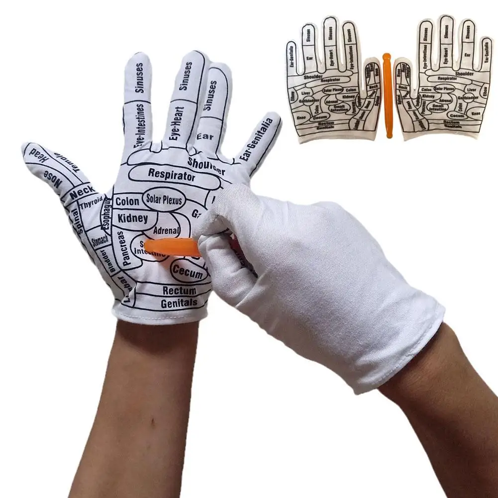 Guantes de reflexología de mano, herramientas de acupresión, masaje de manos, palo de pies, puntos de acupuntura de Spa reutilizables, alivio del dolor S K7N5