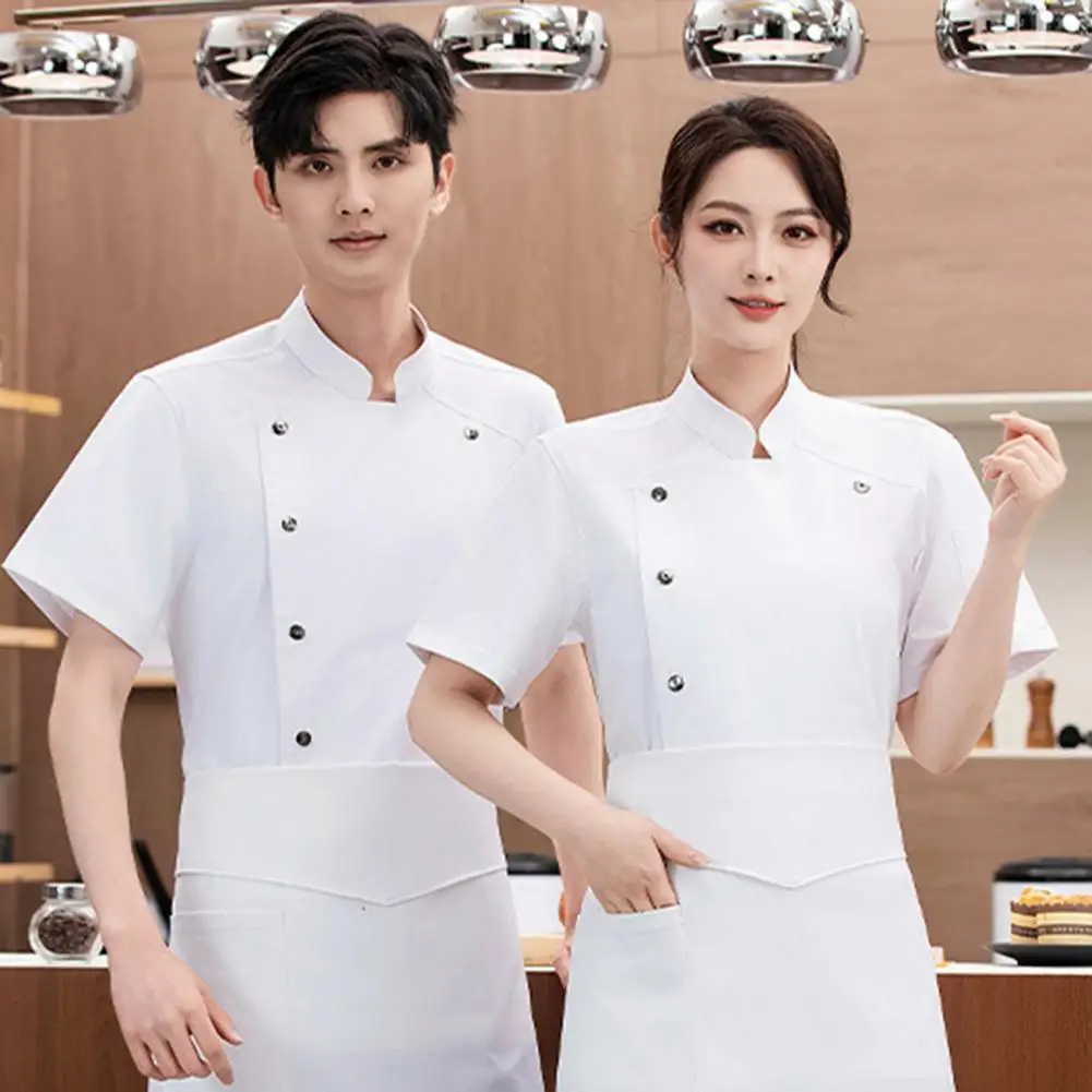 Chaqueta de Chef de restaurante de manga larga corta, Ropa de Trabajo de cocina para Hotel, cafetería, abrigo de Chef de panadería, Tops, traje, uniforme de Chef, traje para hombre