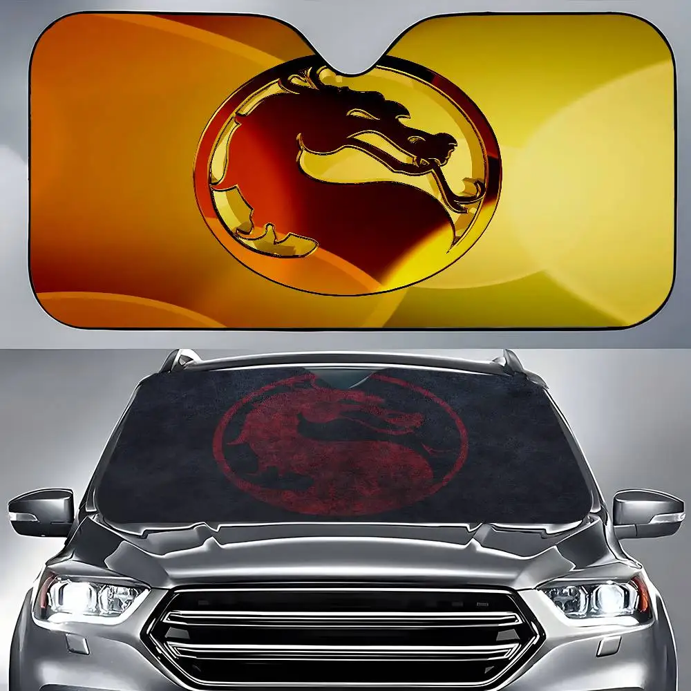 M-Mortal K-KombatS LOGO سيارة الشمس الظل نافذة أمامية ظلة لمعظم سيارات السيدان SUV كتل ماكس الأشعة فوق البنفسجية إبقاء سيارتك باردة