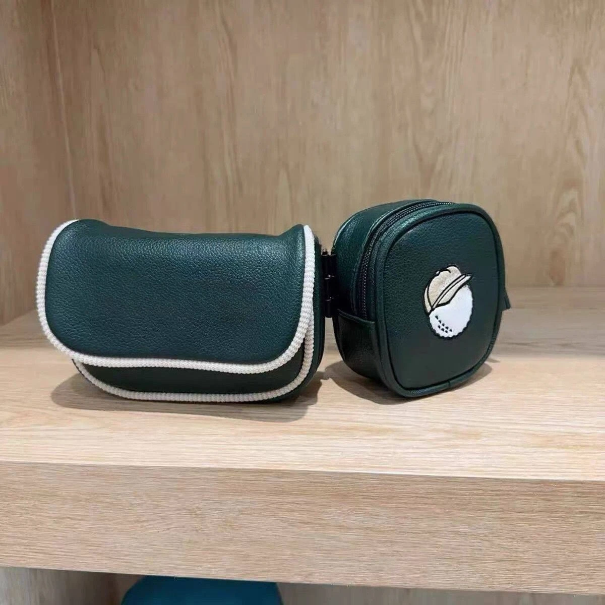 2026 New Korean Style Golf Portable Storage Box Cartoon Embroidery Color Block Luxury Zipper Closure Travel Unisex Small Bag